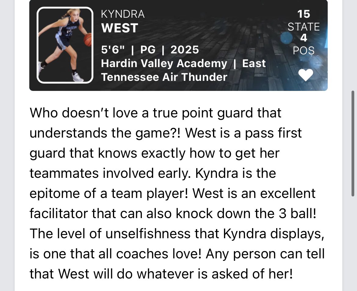 Kyndra West (@kyndrawest) on Twitter photo Thank you <a href="/PGHTennessee/">Prep Girls Hoops Tennessee</a> for the write up! Blessed and Honored to be mentioned!
#AGTG✝️
<a href="/CoachVez4/">Vez Smith</a> @ETAThunder <a href="/HVA_LadyHawks/">HVA Girls Basketball</a> Thank you <a href="/PGHTennessee/">Prep Girls Hoops Tennessee</a> for the write up! Blessed and Honored to be mentioned!
#AGTG✝️
<a href="/CoachVez4/">Vez Smith</a> @ETAThunder <a href="/HVA_LadyHawks/">HVA Girls Basketball</a>