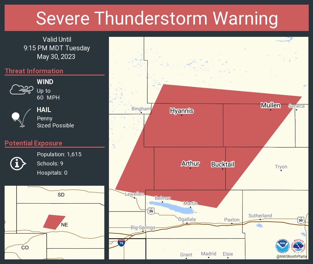 NWS North Platte on Twitter "Severe Thunderstorm Warning including