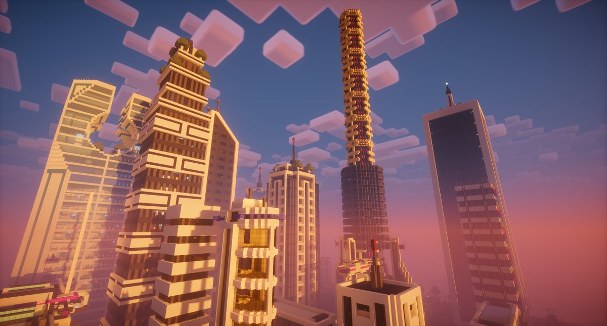 HorizonsEndJ's tweet photo. Skyline of Orlandia. The Novans are working hard on their trade city proposal. #Minecraft https://t.co/UOfYKMBDU1