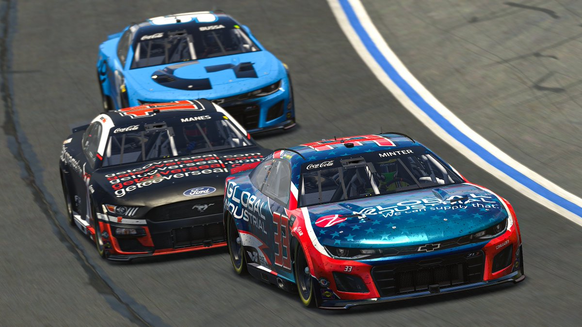 justinmelillo's tweet photo. MANES GIVES HIM THE BUMPER! MINTER HOLDS ON! @TuckerMinter IS A TWO-TIME WINNER IN THE ENASCAR COCA-COLA IRACING SERIES!

#eNASCAR | @iRacing 
@eNASCARGG | #CocaCola150 https://t.co/gAJd5VzZe7
