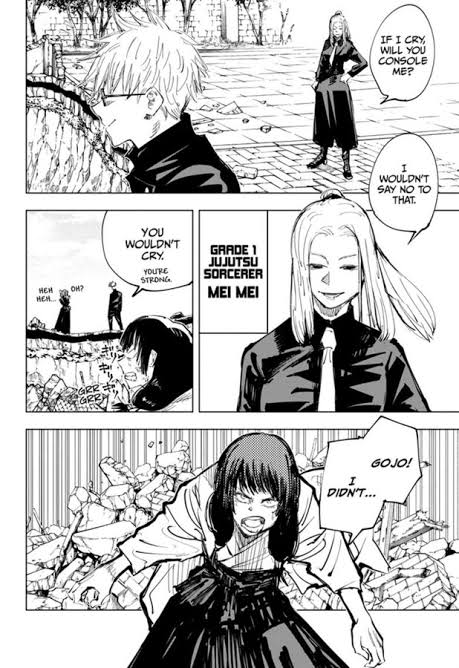 animeme999's tweet photo. Another thing about this chapter coz I love it.
the fact that Mei mei asked him if he will treat her the same way he did with utahime is another prove that everyone knows that she's special for him and he treats her differently!
#gojohime https://t.co/1l0k1e48it