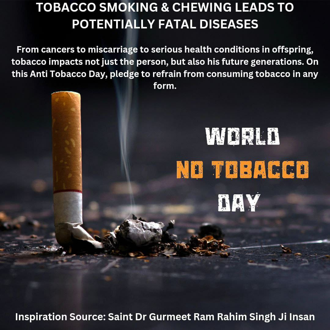 The_professor_U's tweet photo. #WorldNoTobaccoDay
Consumption of tobacco can cause many types of cancer to a person.
Saint Gurmeet Ram Rahim Ji tells that if a person wants to give up addiction in his life, then he should continuously chant the name of the Lord.
#JaiShriRam #RamSiyaRam 
#WorldNoTobaccoDay2023 https://t.co/1qiqVofYlY