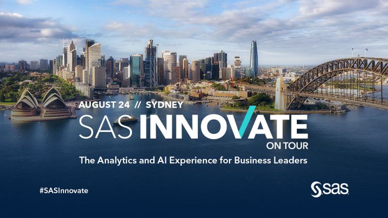 M00reSarah's tweet photo. It’s analytics & AI. It’s free, live and in-person! Join @sas_anz and senior business leaders from across all industries for #SASInnovate on 24 August in Sydney. Learn more and register at https://t.co/fGM4zUFVDU #OutpaceTomorrow https://t.co/pfCQFN5yFR