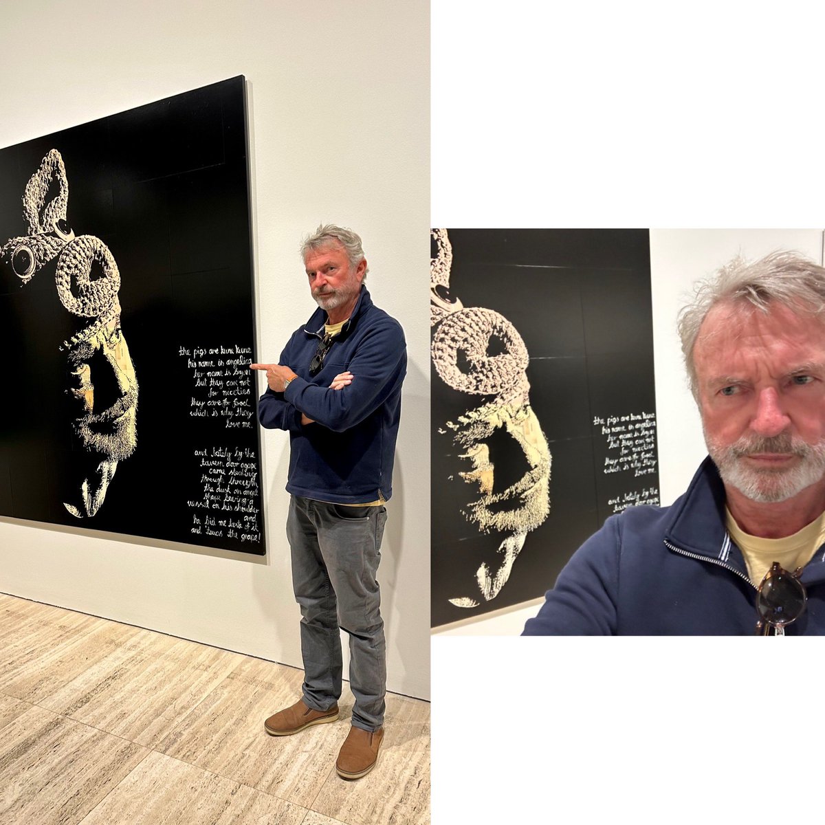 Took a pitcher with my picture - my portrait by James Powditch in the #ArchibaldPrize @ArtGalleryofNSW My hat is much better looking than me of course dammit… @james_powditch