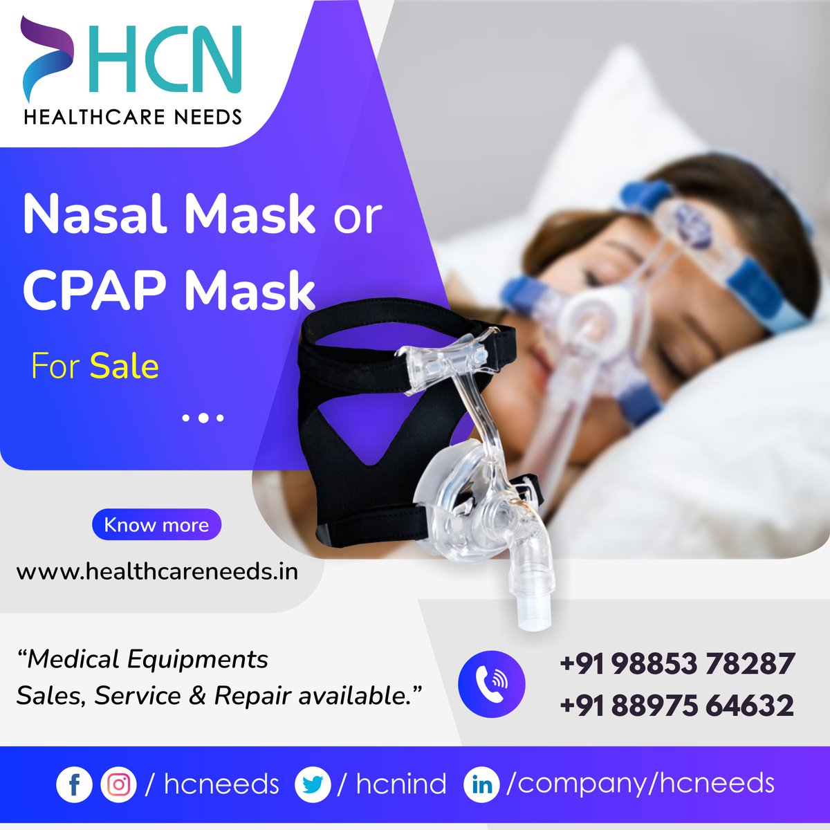 Nasal Mask / CPAP Mask for Sale.
Medical Equipment for Sale & Rent, Service & Repair also Available.

Healthcareneeds is one of the best Nasal Mask / CPAP Mask Provider/Supplier in Hyderabad, Telangana & Andhra Pradesh.

#nasalmask #cpapmask #cpapmaskforsale #nasalmaskforsale