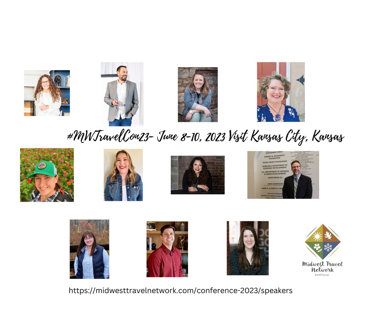 We are thrilled to have incredible programming at #MWTravelCon23. @thelocaltourist, @OhMyOmaha, <a href="/HikeAdventures/">Gleason Adventure</a>, @OlioinIowa, <a href="/LeiaBaez/">Leia Baez</a>, Matt Stewart, Erin Sturm, <a href="/AndreaEtzel/">Andrea LaRayne Etzel</a>, Lesli Peterson, Jarrod McCartney, and <a href="/stevemaly/">Steve Maly</a>. <--THANK YOU all of you!
  midwesttravelnetwork.com/conference-202…