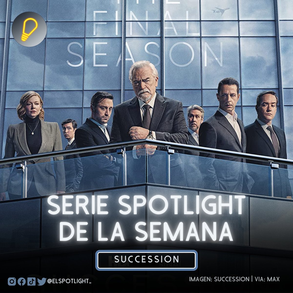 elspotlight_'s tweet photo. "Succession" es una comedia dramática y sátira que ha cautivado a millones de espectadores. La serie, creada por Jesse Armstrong, sigue la lucha por el control de un conglomerado de medios y entretenimiento. Actuaciones brillantes y una trama adictiva. ¡Imperdible! #Succession https://t.co/f6IvVWF6Yt