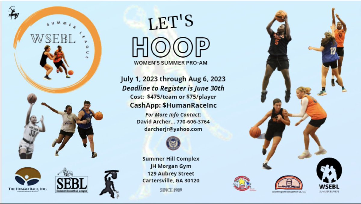 SEBLhoops's tweet photo. WSEBL Womens Summer League. July 1-Aug 6th… accepting individual registration for free agent team. Contact us! https://t.co/ESyFHxoFnZ