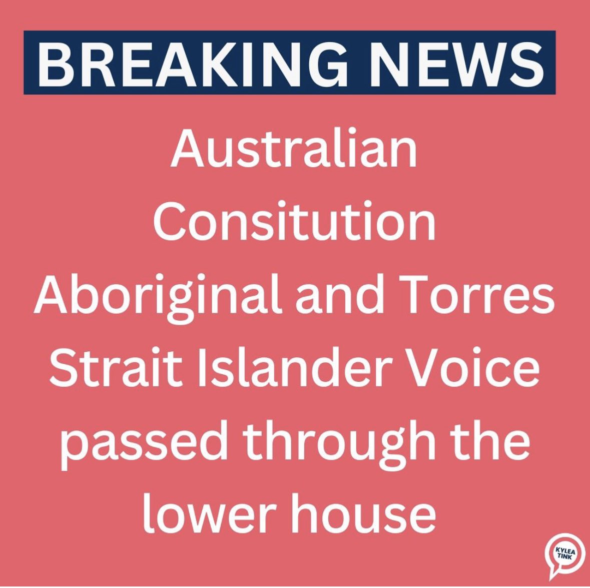 A big moment for the Indigenous and Torres Strait Islander Voice, with the Constitution Amendment Bill being passed through the lower House. This is a step in the right direction towards reconciliation and unity.
#auspol