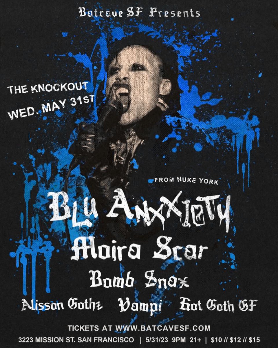 batastrophe's tweet image. 5/31/2023 at The Knockout San Francisco 🦇
Blu Anxxiety , Moira Scar with Bomb Snax and Drag by Alisson Gothz .  @MonoxideRoxy