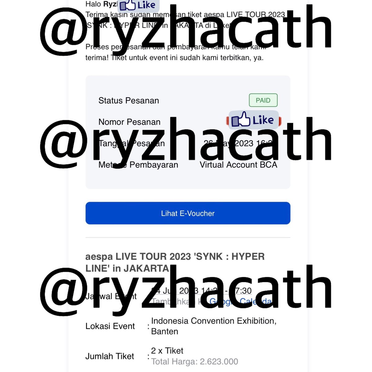 ryzhacat's tweet photo. ‼️WTS‼️
aespa SYNK : HYPER LINE in JAKARTA 2023 / Concert Konser

♥️ CAT 4B (1Tix)
♥️ Diurus sampai jadi gelang
♥️ Tiket pribadi
♥️ Harga tiket + Fee war

Aku beli 2tiket, 1 tiket ini pny pacarku, tp klo ada myne yg blm dapet &amp; mau beli monggo DM aja

#AESPAinJakarta 
WTS WTB WTT https://t.co/CLE6ZtRGqW
