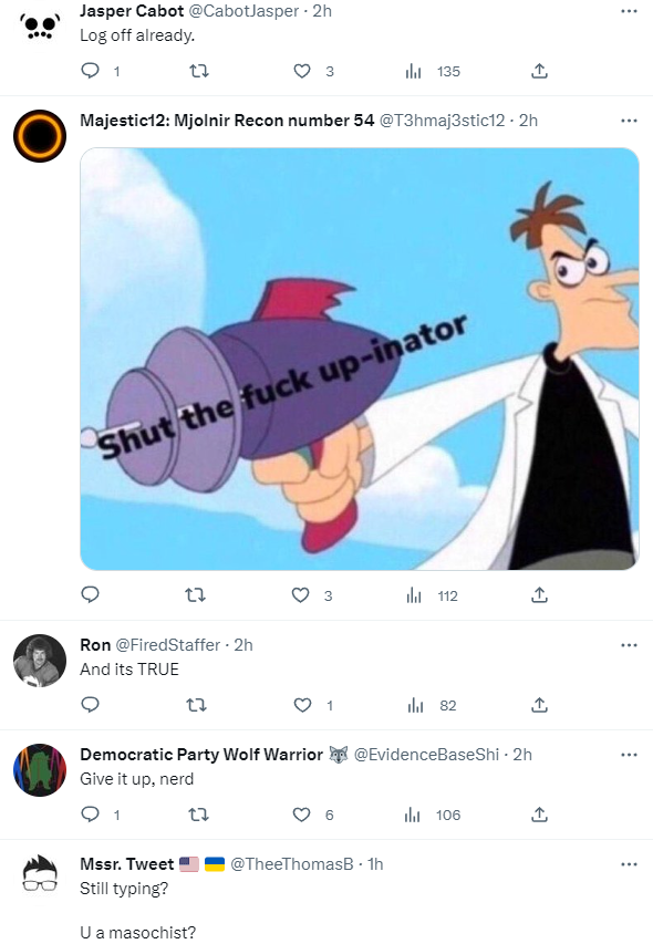 whstancil's tweet photo. I don't know how I become seemingly the primary enemy of the ultra-online blue MAGA contingent - like the devil figure in their cosmology - but this is how the replies to all my tweets look these days, and it's actually exhausting. https://t.co/EVhxIqqdBz