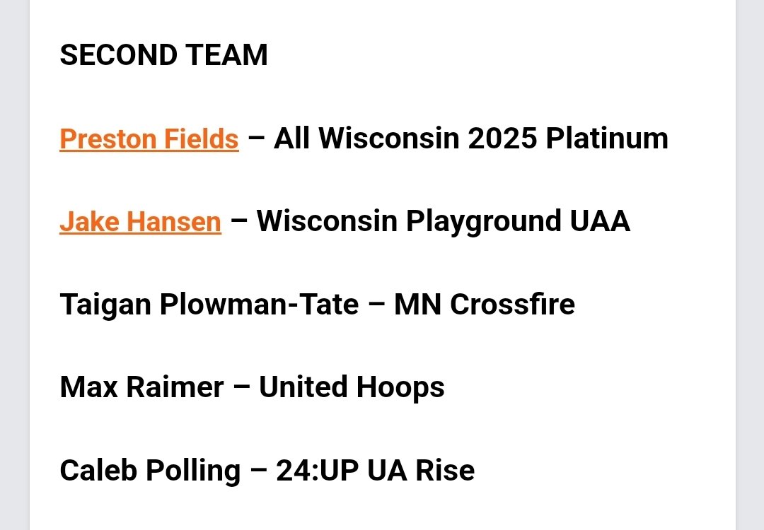 <a href="/Preston_fields1/">Preston Fields</a> representing All Wisconsin on the 2nd team. Congrats 👏👏👏