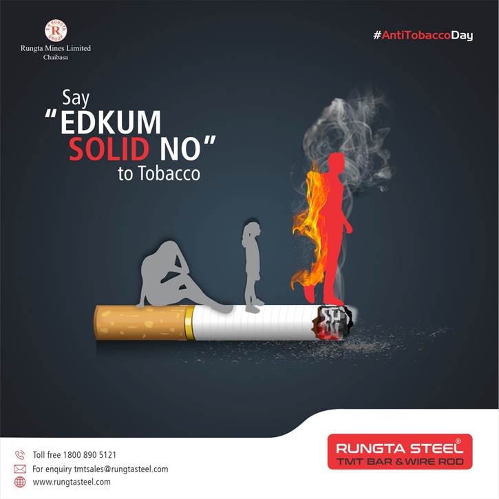 TODAY LET’S SAY NO TO BAD HABITS AND YES TO LIFE.
- Giving up bad habits does not make you a quitter. It makes you an inspiration for others.
#FoundationSahiTohFutureSahi #RungtaSteel #EkdumSolid #TMTBars #WireRods #RungtaMines #worldantitobaccoday #saynototobacco #saveyourlife