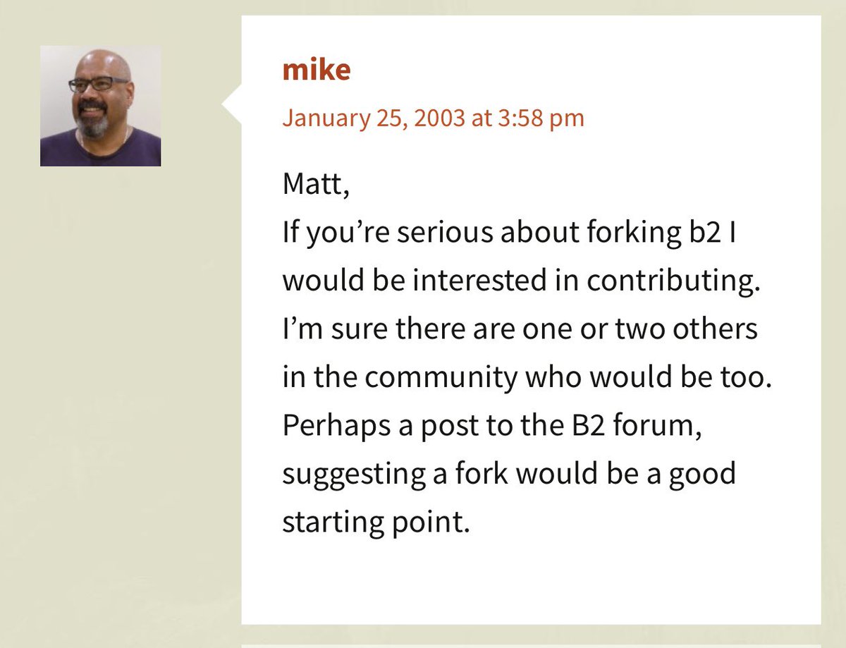 JosephJacks_'s tweet photo. WordPress just turned 20 years young.

It all started with @photomatt expressing a personal pain point, and @mikelittlezed1 commenting on his blog with a voice of support.

The rest is history. 🚀

https://t.co/JBuIJLqU9k https://t.co/PMbNvGZcod