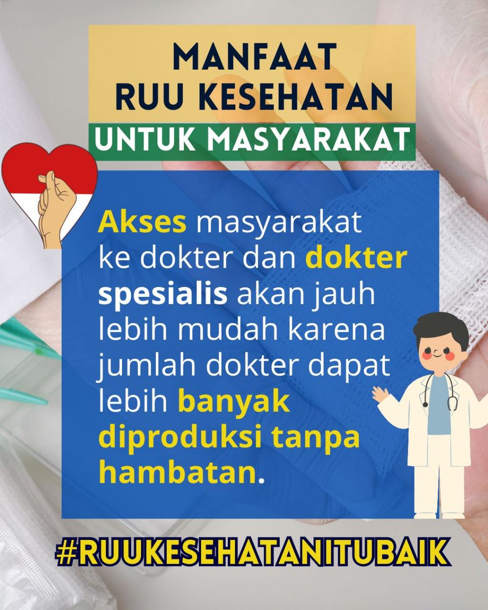 @PBIDI Dengan adanya RUU Kesehatan jumlah dokter bisa bertambah banyak tanpa hambatan. #RUUKesehatanItuBaik #ManfaatRUUKesehatan @dokteradib