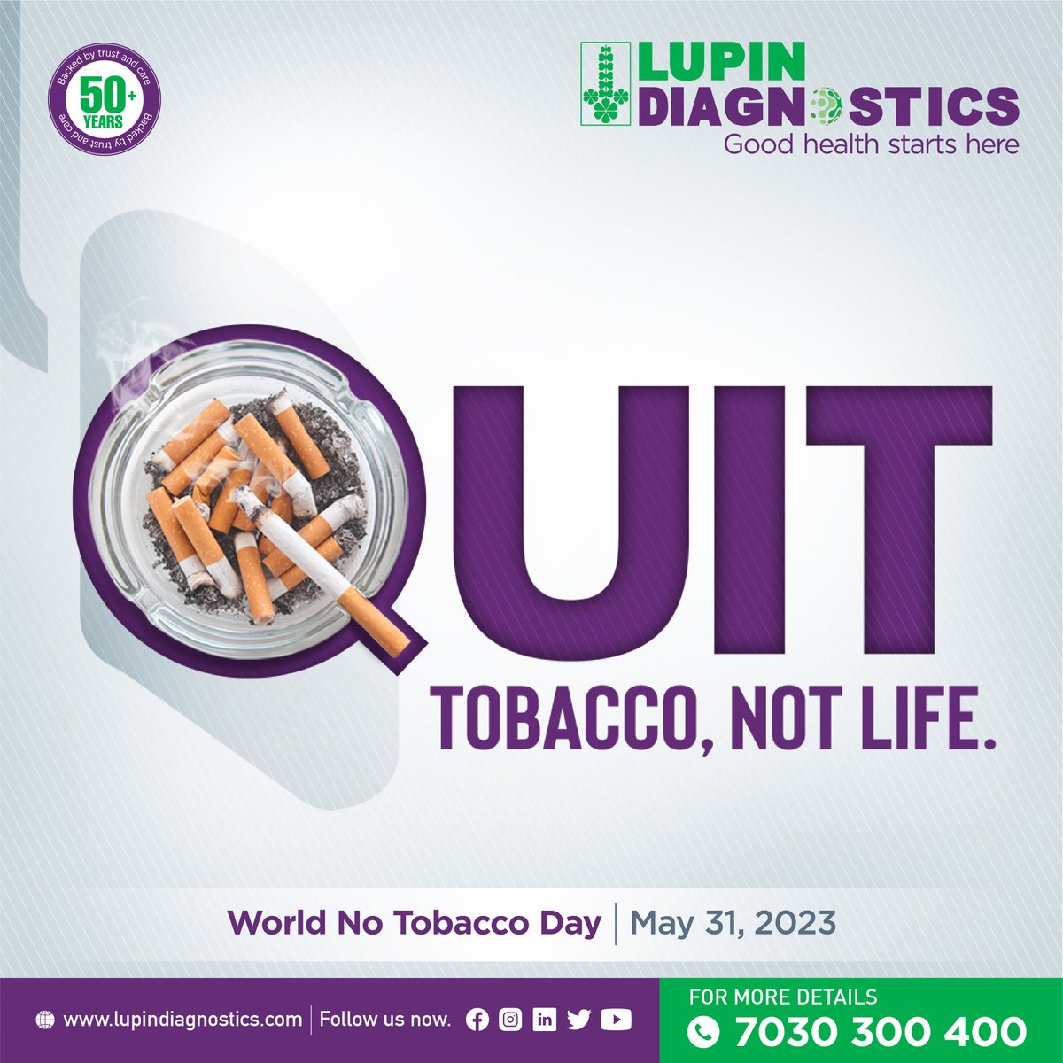 World No Tobacco Day

.
.
.
#WorldNoTobaccoDay #lupindiagnostics #goodhealthstartshere #diagnostics #pathology #healthpackages #health #healthcare #tobaccoawareness #worldnotobaccoday2023
