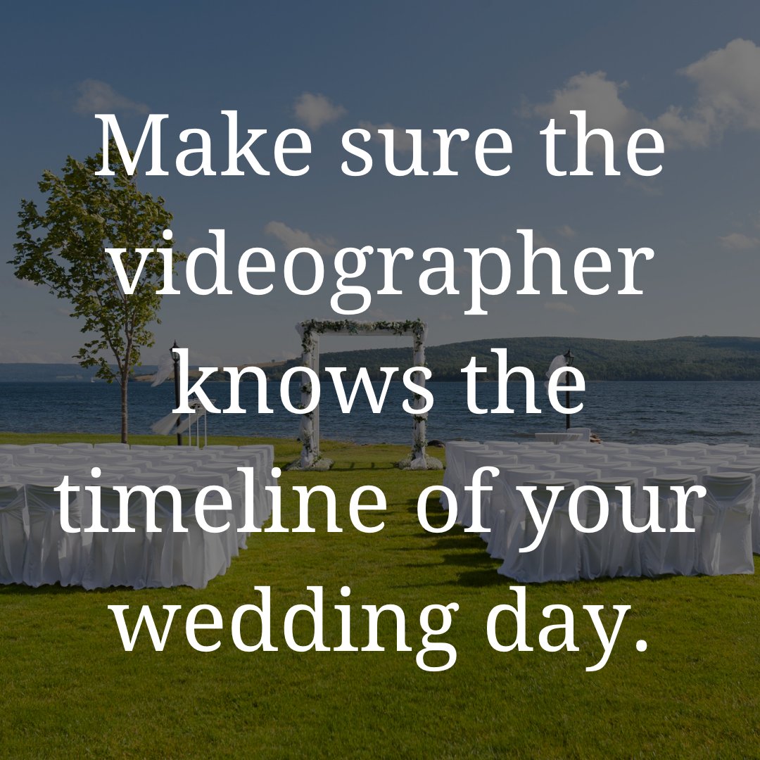 Make sure the videographer knows the timeline of your wedding day.

#LoveIsAllYouNeed #MyHeartBeatsForYou #LoveEnduresAllThings #YouAreMySunshine #LoveConquersAll #lovequote #GreenBayWeddingVideographer #WeddingVideoGreenBay  #GreenBayBride #GreenBayWeddingMoments #tips