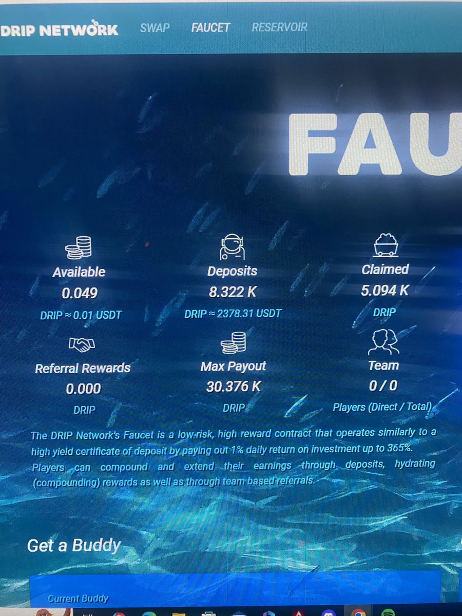 Sat on my hands and built my bag since November 2022 In prep for #DDD and the new UI. Shout out to @Donceptdefi @CryptoKingz100 @DripTopian @BartertownC @DripCoach360 for educating us and and most importantly @F0r3x_Shark. Almost at 10k faucet! .79 cent drip is my average.