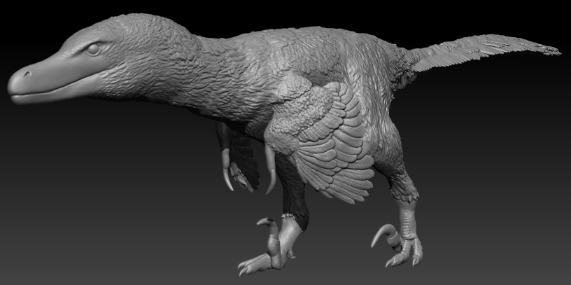 Escultura de Velociraptor, baseado em #PrehistoricPlanet / #PrehistoricPlanet2