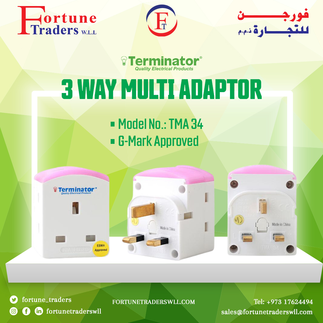 fortune_traders's tweet image. 𝟑 𝐖𝐚𝐲 𝐌𝐮𝐥𝐭𝐢 𝐀𝐝𝐚𝐩𝐭𝐨𝐫• A 3-way multi adaptor is an electrical device that allows multiple devices to be plugged into a single electrical outlet. 𝗖𝗮𝗹𝗹: +973 17624494,16624494 𝗠𝗮𝗶𝗹: Sales@fortunetraderswll.com #multiadaptor #electricaladaptor #universalsocket