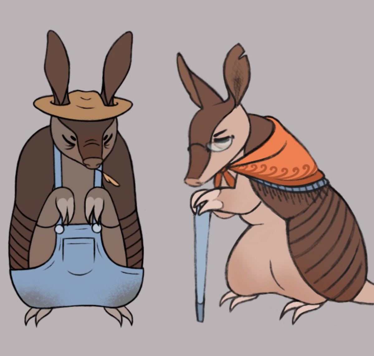 DoodleBloop's tweet photo. Armadillo Grandma and Grandpa! For a concept I'm working on

#art #artist #ArtistOnTwitter #digitalart #armadillo #OC #OCs #characterdesign #Anthro #anthroart https://t.co/bLGL7X7FOy