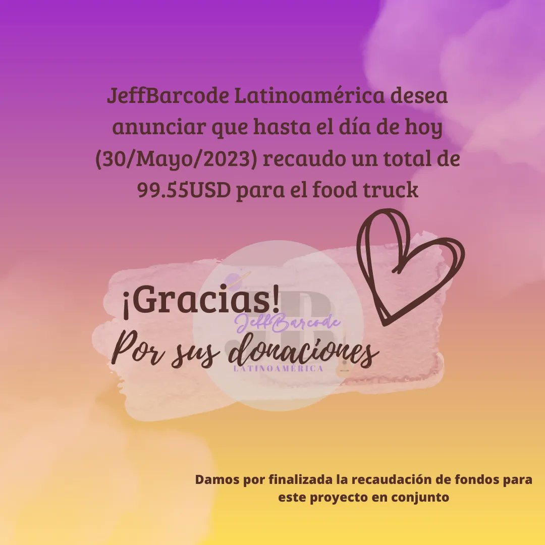 jeffbarcode_l's tweet photo. Gracias a todas las personas que donaron 💜💜
Cómo pueden ver ya se envió el dinero recaudado 😁
#jeffbarcode #wujubakery #codesaturn https://t.co/iXMffWg9Gb