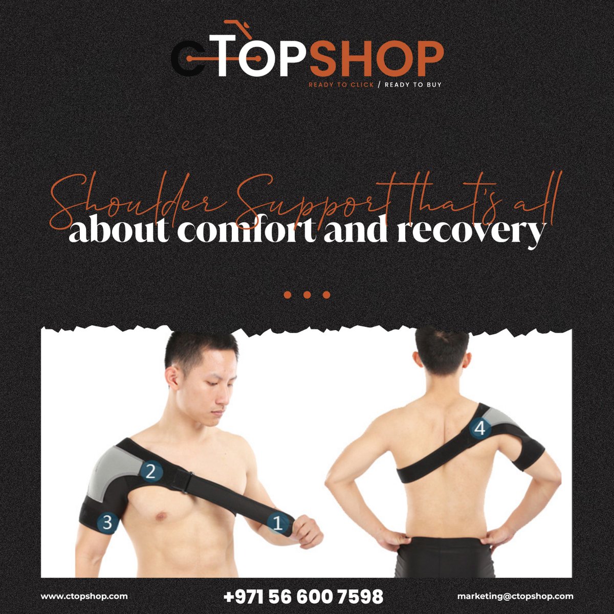 cTopShop_'s tweet photo. Find comfort and relief with our Shoulder Support: Empowering you to conquer the day with confidence!
#CTOPSHOP #Onlineshopping #ShoulderCare #RecoveryEssentials #InjuryPrevention https://t.co/KUA7CkuGhl