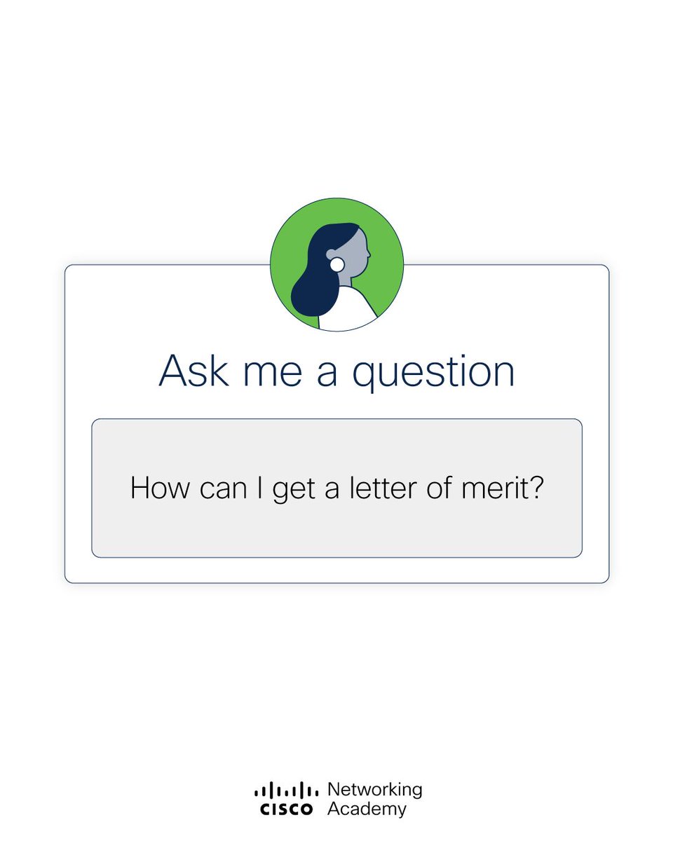 When you are a student in an academy and your instructor considers that your performance was exceptional during the course, you can be awarded a letter of merit 📄.
Contact your instructor for more information or visit: cs.co/6006OogUg
Courtesy: Cisco Networking Academy
