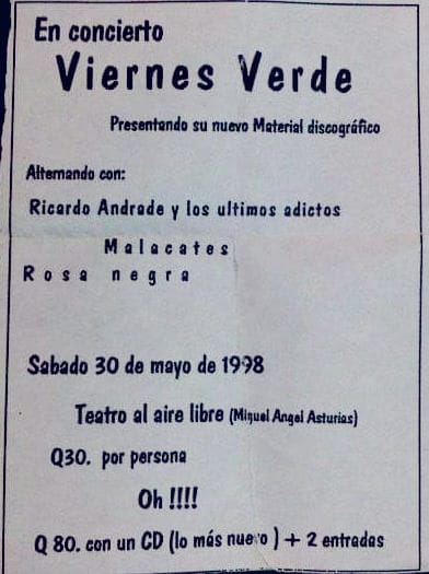 fheavy's tweet photo. Yo fui a ese concierto #RicardoAndrade @Malacates #RosaNegra
Lejano 1998. Pagué la entrada de Q30 https://t.co/OT2GZjMDST
