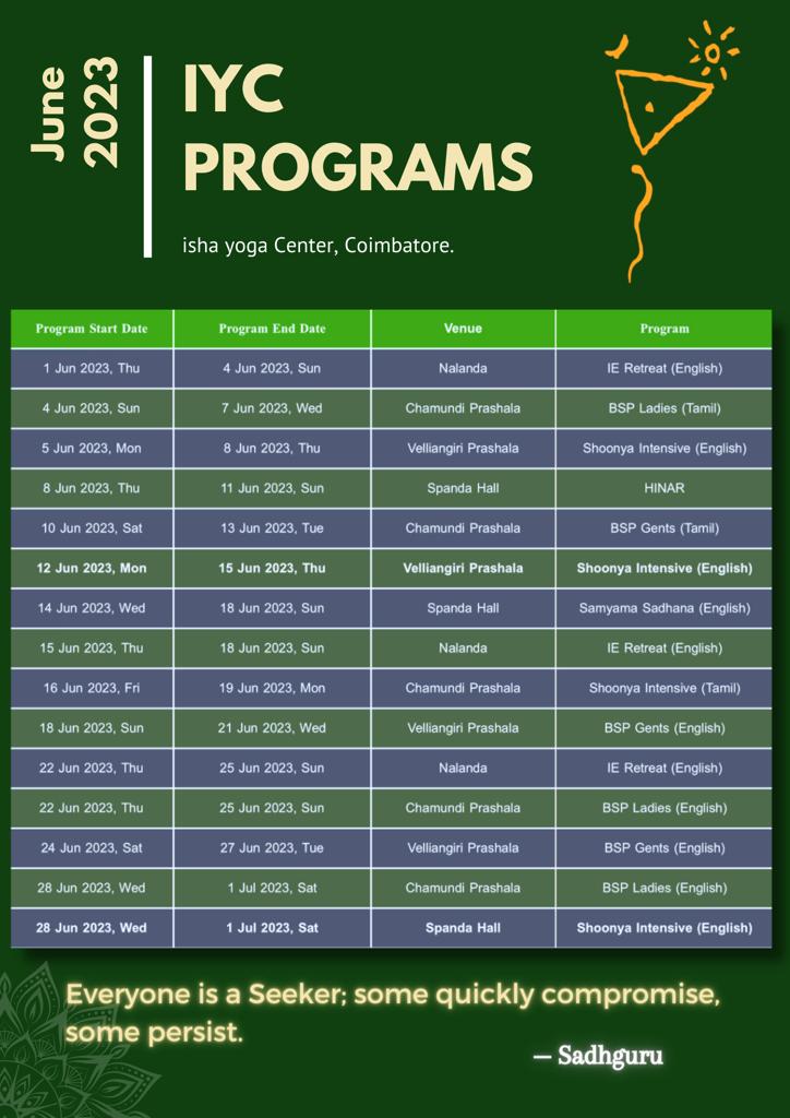 Sign up for any of these #yoga programs and visit the #IshaYogaCenter in June!