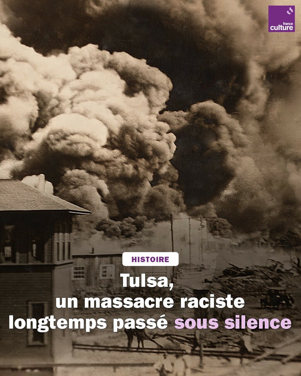 Le 31 mai 1921, le quartier afro-américain de Greenwood, à Tulsa, aux États-Unis, est réduit en cendres. Des centaines de blancs commettent un massacre qui restera longtemps effacé de l'histoire américaine.
➡️ l.franceculture.fr/usY