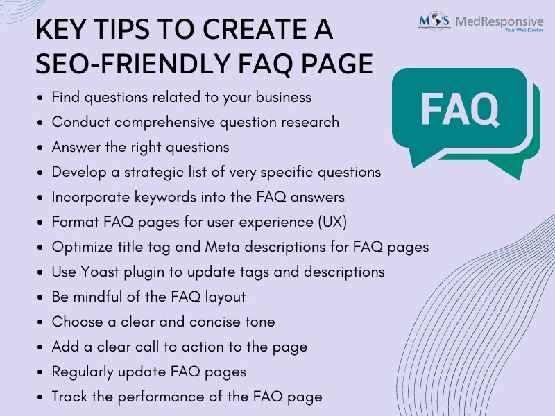 MedResponsive's tweet image. While creating a #FAQpage, incorporate keywords, optimize title tags and Meta descriptions, add structured data, and provide clear answers to the reader’s questions. medresponsive.com/blog/tips-deve…
#FAQoptimization #SEOTips #SEOFAQ