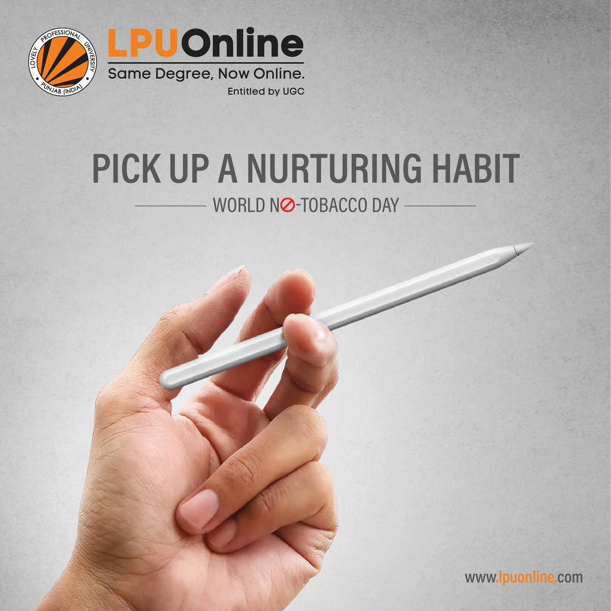 This World No-Tobacco Day (31st May 2023), set yourself apart. ​
Take home a degree instead of a bad habit. ​

Quit smoking today.

#Smoking #NoTobacco #NoTobaccoDay #QuitSmoking #QuitSmokingNow #Degree #PositiveHabits #LPUOnline