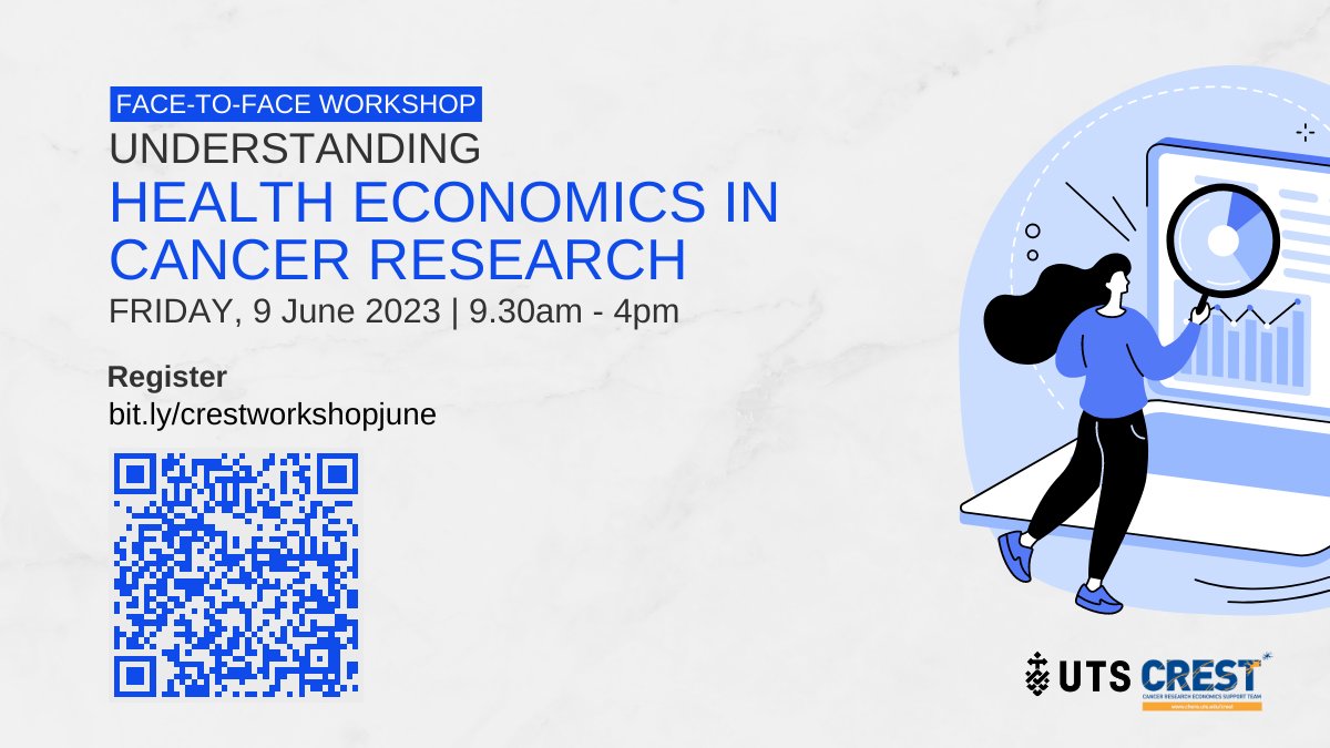 ICER, QALY, CUA, MAUI, EQ-5D-5L - what’s it all mean?
Come along to the next CREST workshop and learn all about health economics in cancer research. FREE for all CTG members. 
Don’t miss out, register today! bit.ly/crestworkshopj…