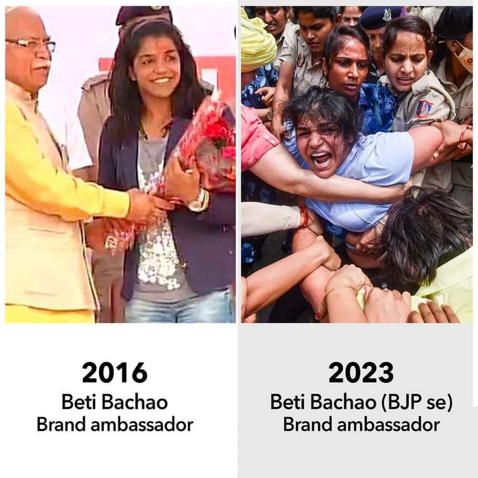 नहीं देखा हमने युद्धिष्टर की झुकी नजर,
हमने पीटी ऊषा की गद्दारी देखी है।

नहीं देखा हमने द्रोपदी की लाचारी,
हमने साक्षी, विनेश के आंसू देखे हैं।

नहीं देखा हमने कृष्ण का जादू,
हमने टिकैत का पराक्रम देखा है।

नहीं देखा हमने धृतराष्ट्र का अंधापन,

#modi_Go_back
#WrestlerProtests