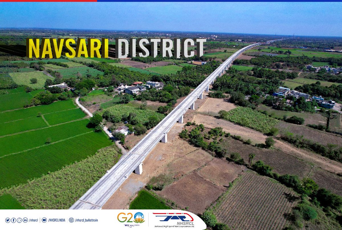 The viaduct construction work is underway in Navsari district for #MAHSR corridor. #BulletTrainIndia