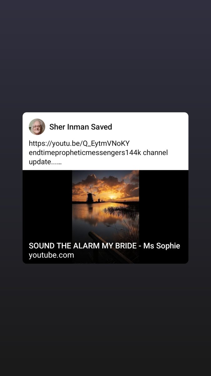 youtu.be/Q_EytmVNoKY
endtimepropheticmessengers144k channel update...
Message from the Lord by Ms Sophie