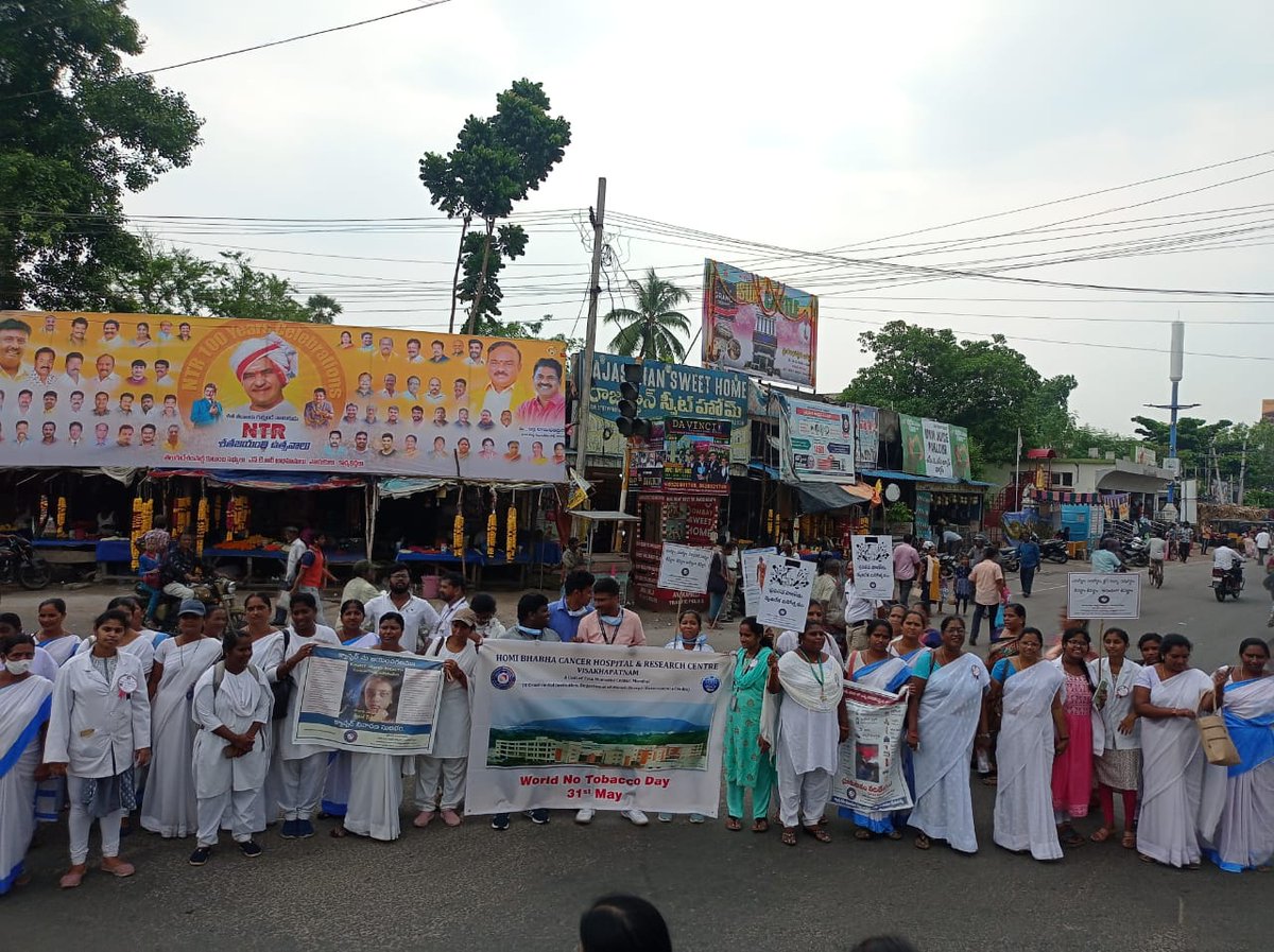 hbchrcECHO's tweet photo. #WorldNoTobaccoDay2023 , rally was organized by HBCH&amp;RC vizag in collaboration with district administration Anakapalle from NTR stadium to Anakapalle junction. Let's us all work together for a Tobacco free world! https://t.co/WuqVsOUVA6
