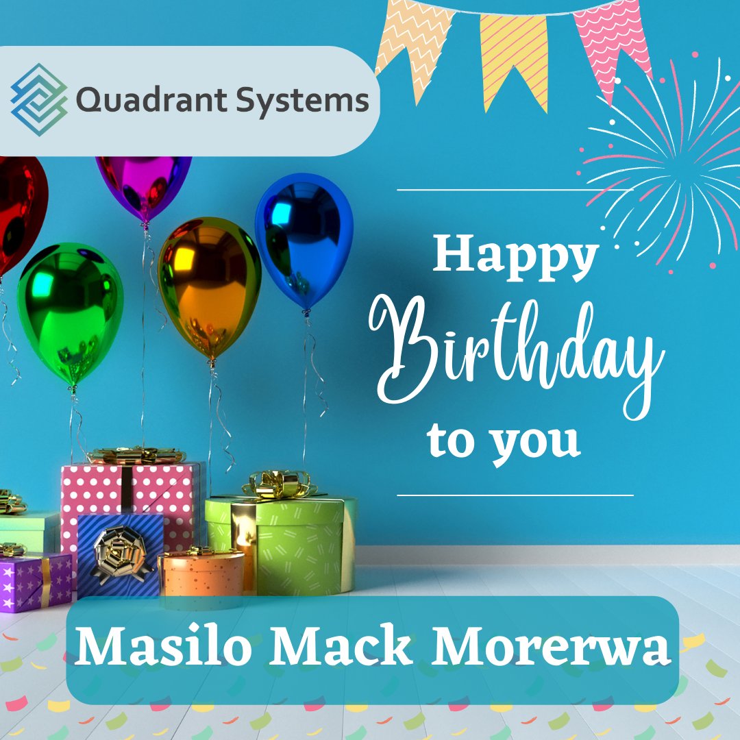 Happy Birthday Masilo Mack Morerwa,
Thank you for being an integral part of our work team.
We hope you enjoy your special day!
#happybirthday #employeebirthday #quadrantbirthday
#teamquadrant #quadrantitservices #birthdaybash
#birthday