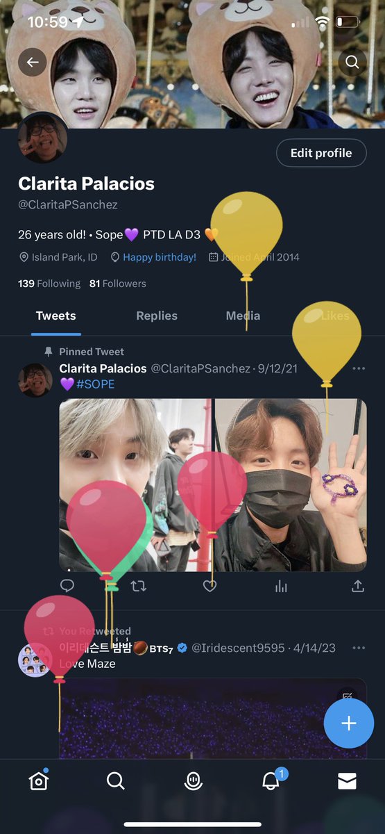 ClaritaPSanchez's tweet photo. Dang can’t believe I’m 27 here’s to another year of random adventures and living the best life and loving the one and only min yoongi https://t.co/bKLnjmj1Ct