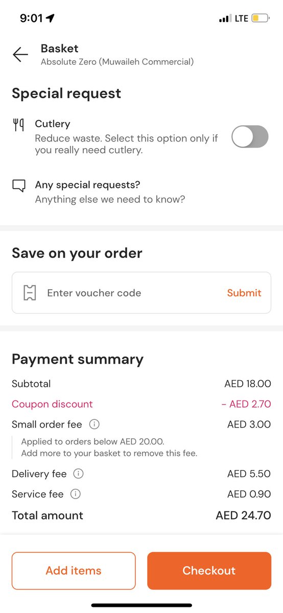 Small order fee 🙂!!!!!!! Over ! @Talabat  I’m deleting the app.