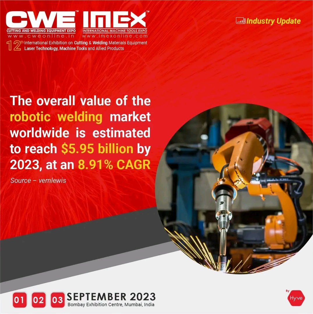 Cutting & Welding Equipment Expo 2023             
             
Date - 1-3 Sep 2023                    
Venue - Bombay Exhibition center  
#steel #steelindustry #steelconstruction #steeldetailing #steelmanufacturing      
#manufacturingindustry #machinery #tools #technology