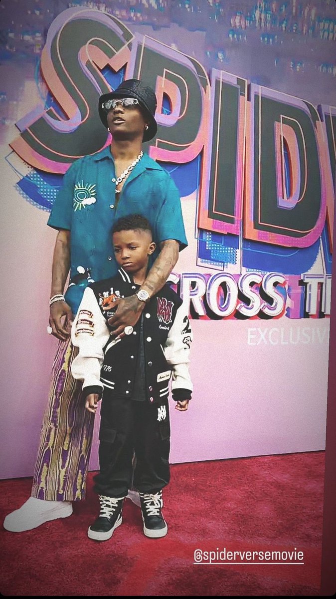 itzbasito's tweet photo. Wizkid and Zion at the “Spiderman: Across The Spiderverse” movie premier. https://t.co/LF5YWANsPs