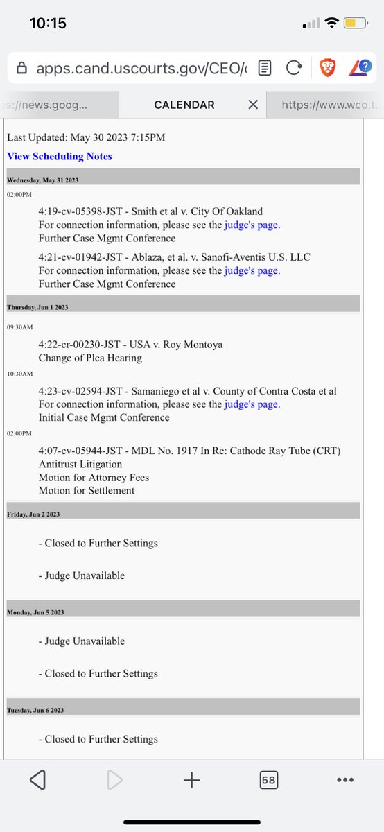 Anchor Marina Tenants suing the County of Contra Costa and their landlords for conspiring to illegally abate the property have had their fee waivers approved and a hearing set this Thursday at 10:30 am on zoom in 
judge Tigard court room: cand.uscourts.gov/judges/tigar-j…