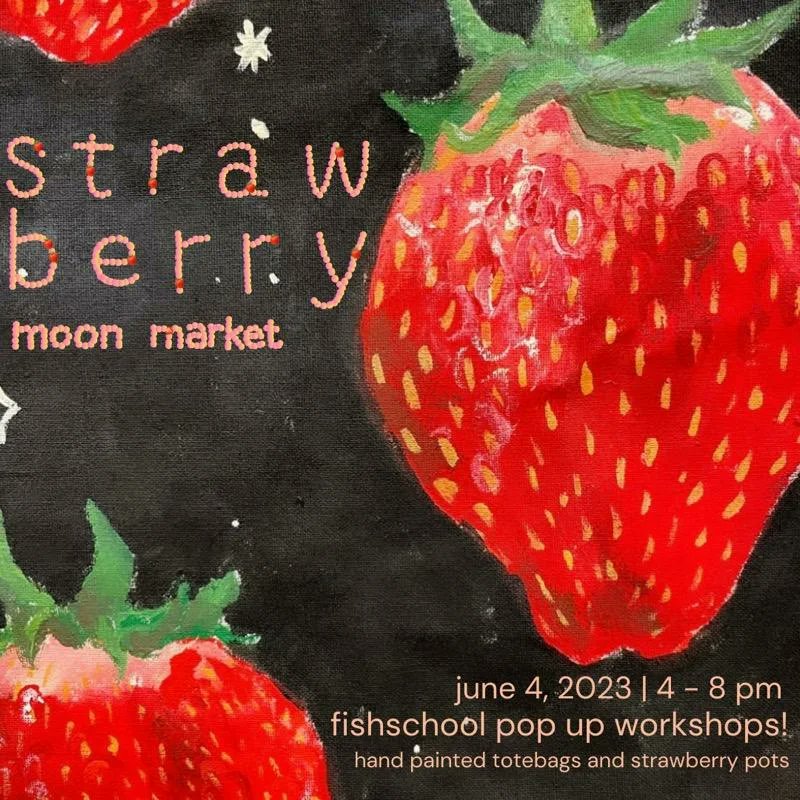 ModEnchantment's tweet image. In June comes the Strawberry Moon!🍓🌙 Join us at Fishschool Hawaii in Kaka&apos;ako for the Strawberry Moon Market on June 4th!  I&apos;ll be hosting a hand-painted berry tote bag pop-up workshop.  You can also make a cute strawberry pot with some of Fishschool&apos;s other fine instructors!