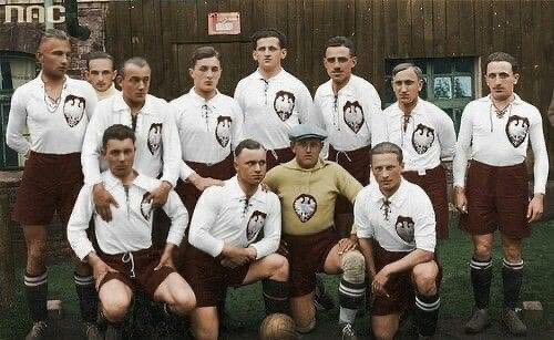 Poland line up at Cracovia stadium before a 2:2 draw with Czechoslovakia in August 1929.