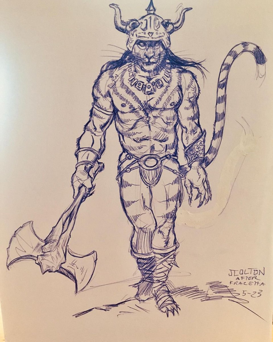 More Frazetta studies.  #frazetta #frankfrazetta #ballpointpen #ballpointpenart