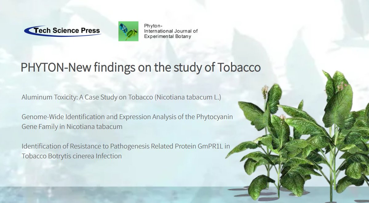 📚 Exciting New Research in Tobacco-related Fields! 
👉techscience.com/phyton/v92n1/4…
👉techscience.com/phyton/v92n5/5…
👉techscience.com/phyton/v92n6/5…
#ResearchHighlight #TobaccoResearch #PlantScience #ScientificDiscoveries