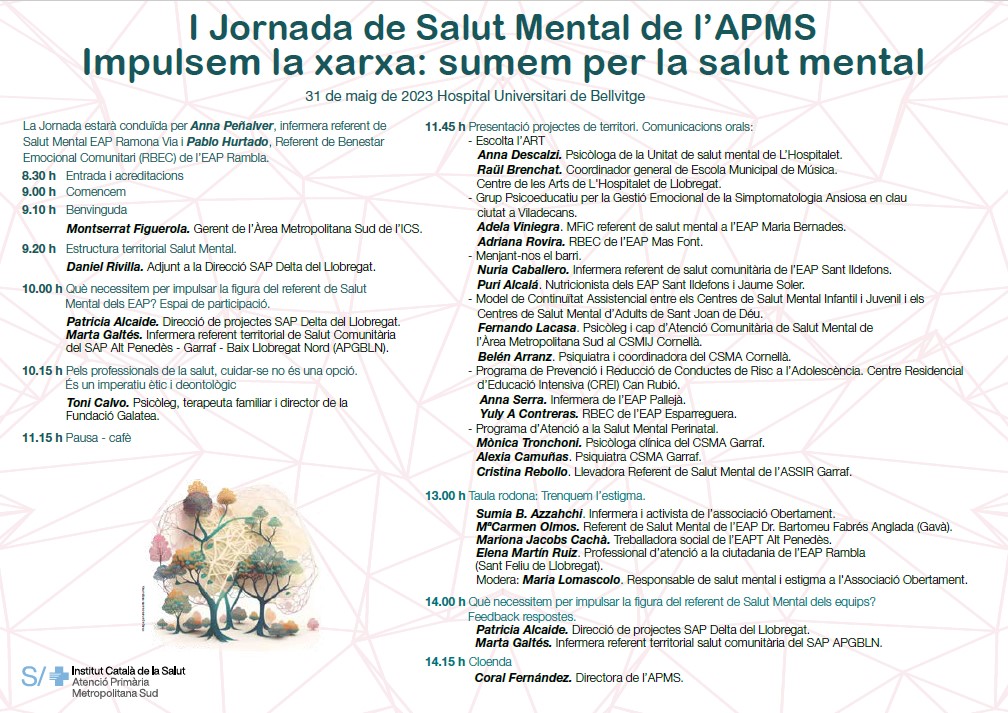 Mercè Quesada Amador (@mqaics) on Twitter photo Avui, a #MetroSud, #1JornadaSalutMentalAPMS, impulsant la xarxa per la #salutmental.
#APMetroSud
#SomAPMetroSud
#femcomunitaria
#SalutComunitaria
#AtencioCiutadaniaAPMS
<a href="/icscat/">ICS. Generalitat</a> <a href="/drivillafrias/">Daniel Rivilla</a> <a href="/Coral_Barcelona/">CoralFernándezSolana</a> <a href="/pat_aljo/">Patricia</a> <a href="/martagaltes/">Marta Galtés Piñol</a> <a href="/FundacioGalatea/">Fundació Galatea</a> <a href="/obertament_sm/">Obertament</a> Avui, a #MetroSud, #1JornadaSalutMentalAPMS, impulsant la xarxa per la #salutmental.
#APMetroSud
#SomAPMetroSud
#femcomunitaria
#SalutComunitaria
#AtencioCiutadaniaAPMS
<a href="/icscat/">ICS. Generalitat</a> <a href="/drivillafrias/">Daniel Rivilla</a> <a href="/Coral_Barcelona/">CoralFernándezSolana</a> <a href="/pat_aljo/">Patricia</a> <a href="/martagaltes/">Marta Galtés Piñol</a> <a href="/FundacioGalatea/">Fundació Galatea</a> <a href="/obertament_sm/">Obertament</a>
